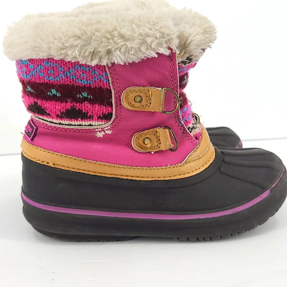 London Fog 11 pink black tan turquois white fuzzy warm lace up winter snow boots